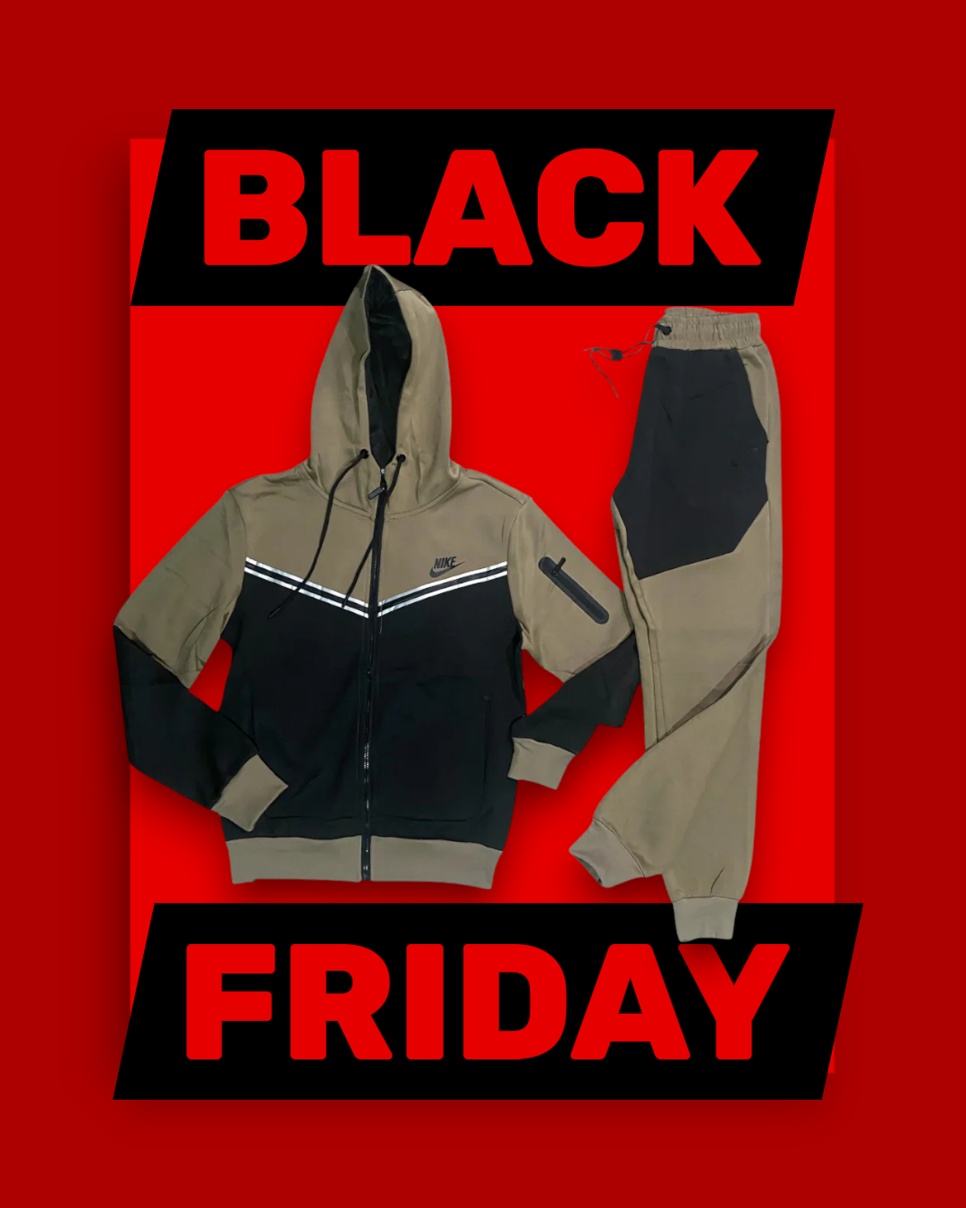 Nike Set Tech Fleece - Μπεζ - Μαύρο